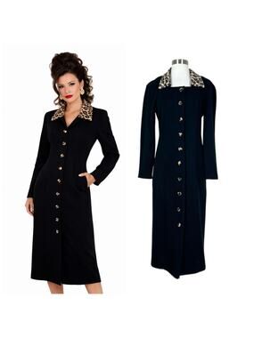Vintage | Jennifer Jeffries Black Leopard Cheetah Collar Button Front Jacket 6